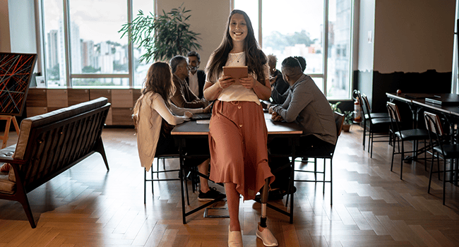 Woman at a office in Brazil