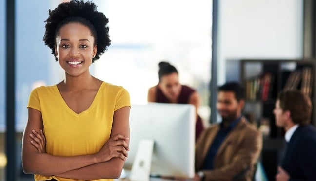 Kvinna kontor medarbetare