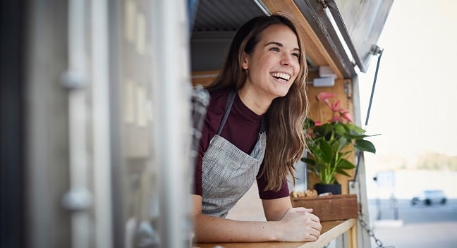 Kvinna entreprenör blomma