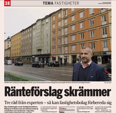 PwC:s skatterådgivare Peter Lindstrand intervjuas i Di: Ränteförslag skrämmer