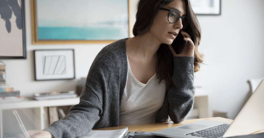 Woman working from home office