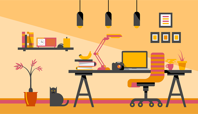 Illustration över hemmakontor