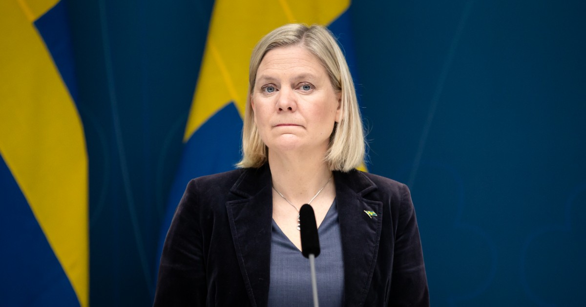 Magdalena Andersson at the press conference