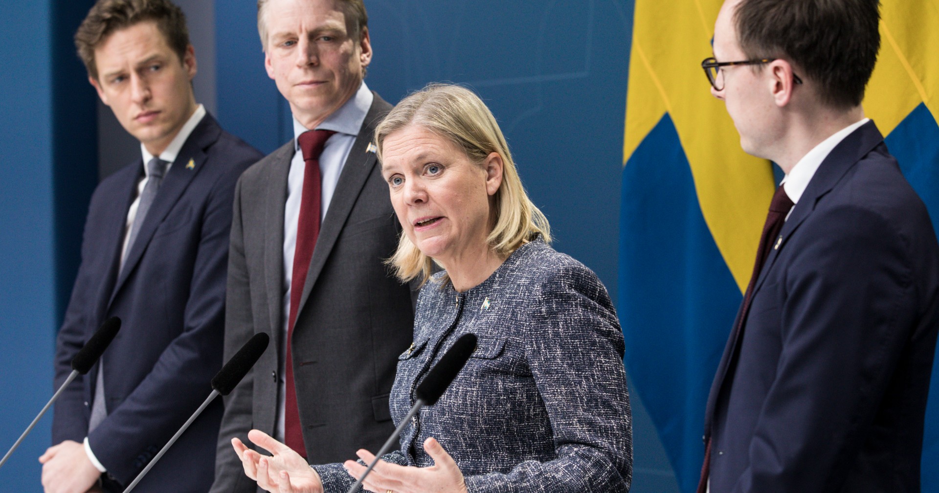 Magdalena Andersson, Sweden's Minister for Finance, at the press conference about an additional crisis package due to covid-19